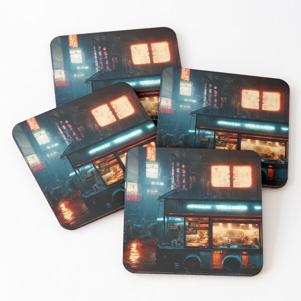 Item preview, Ramen Truck - Cyberpunk Cityscapes designed and sold by ArkMinted.
