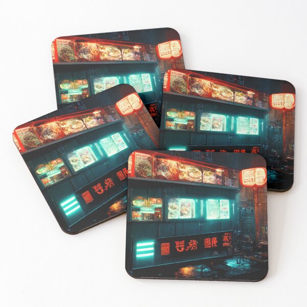 Item preview, Ramen Truck - Cyberpunk Cityscapes designed and sold by ArkMinted.