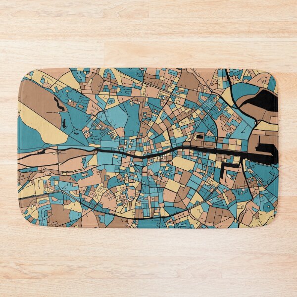 Item preview, Dublin Map Pattern in Mid Century Pastel designed and sold by PatternMaps.