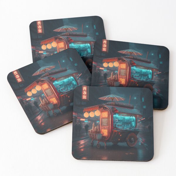 Item preview, Cart Ramen - Cyberpunk Cityscapes designed and sold by ArkMinted.