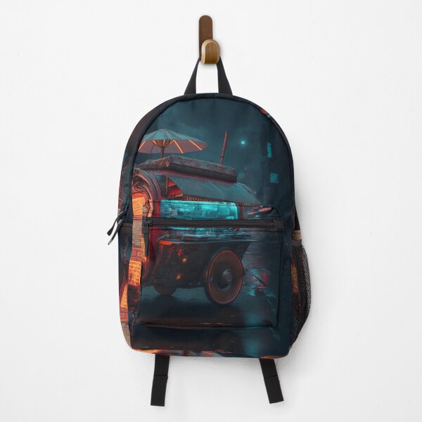 Item preview, Carro Ramen - Paisajes urbanos Cyberpunk designed and sold by ArkMinted.