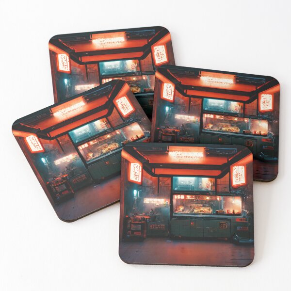 Item preview, Food Nook - Cyberpunk Cityscapes designed and sold by ArkMinted.