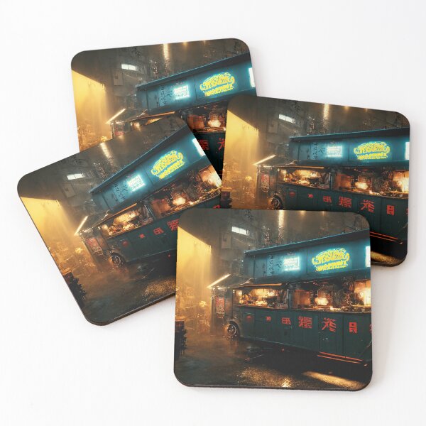 Item preview, Ramen Truck - Cyberpunk Cityscapes designed and sold by ArkMinted.