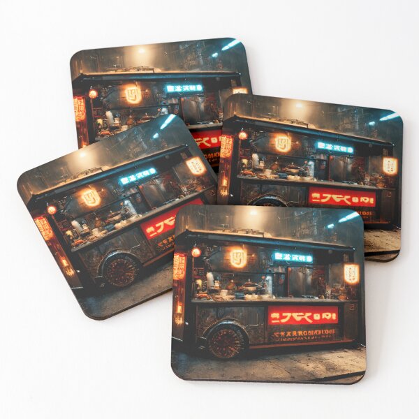 Item preview, Ramen Stall - Cyberpunk Cityscapes designed and sold by ArkMinted.