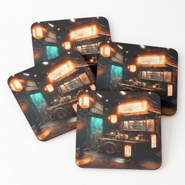 Item preview, Noodle Spot - Cyberpunk Cityscapes designed and sold by ArkMinted.