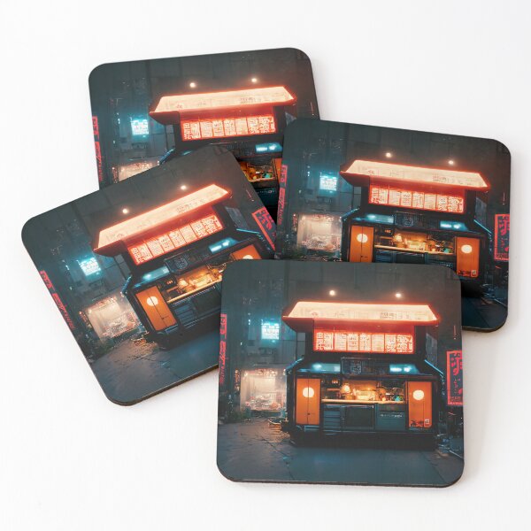 Item preview, Neo Stall - Cyberpunk Cityscapes designed and sold by ArkMinted.