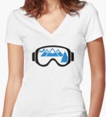Ski goggles mountains Women's Fitted V-Neck T-Shirt
