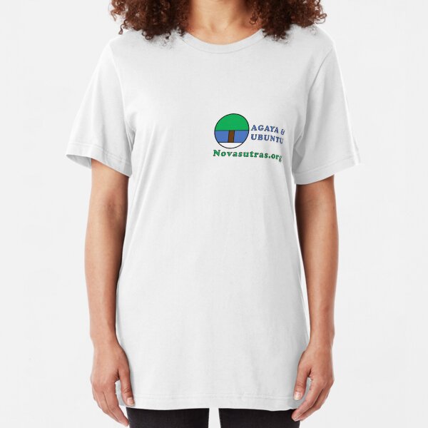 Compact Novasutras Logo with Agaya & Ubuntu plus URL Slim Fit T-Shirt