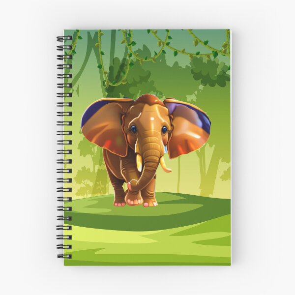 Item preview, Colorful elephant in the jungle on the aesthetic cover of the notebook. designed and sold by Aredbox.
