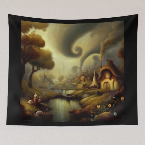 Item preview, Fantasy Painting 5  - Village Landscape designed and sold by CrankyOldDude.