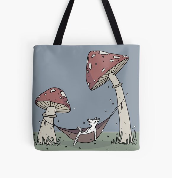 Mushroom hammock dog All Over Print Tote Bag