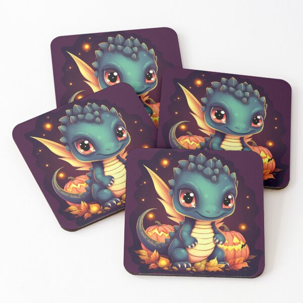 Item preview, halloween kawaii dinosaur and pumpkin designed and sold by Niktarka.