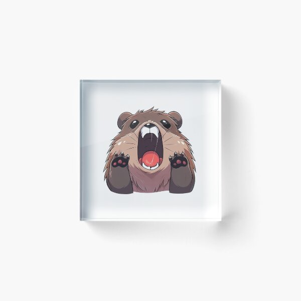 Item preview, Cute Kawaii Screaming Marmot Meme Screaming Beaver designed and sold by CozyKawaiiArt.