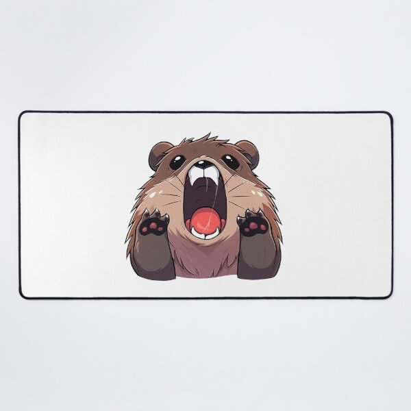 Item preview, Cute Kawaii Screaming Marmot Meme Screaming Beaver designed and sold by CozyKawaiiArt.