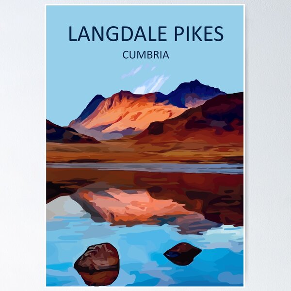 Langdale Pikes Lake District Cumbria Travel Poster Poster