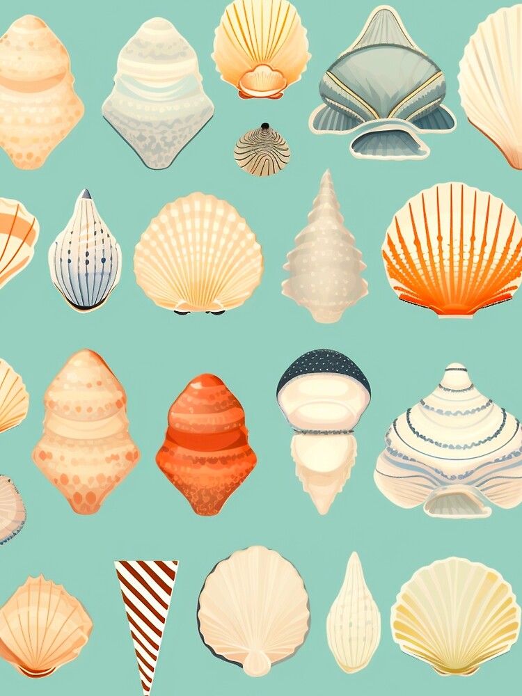 Thumbnail 3 of 3, Scarf, Shells shells shells designed and sold by DiveIntoDesigns.