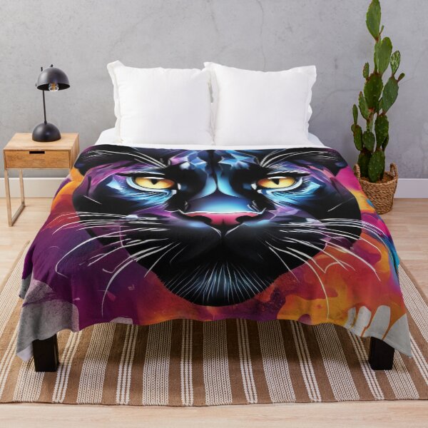 Item preview, Black Panther Cat, Vibrant Colors, Surrealism Style Painting designed and sold by BirdsnStuff.