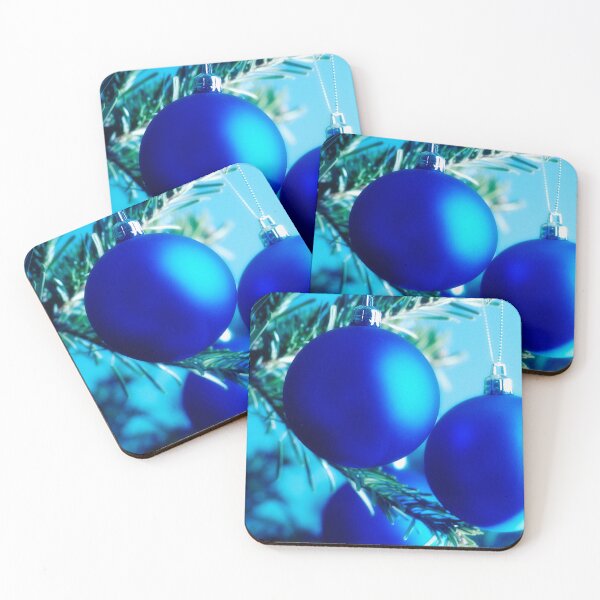 Item preview, Electric blue Christmas baubles on Christmas tree designed and sold by bailey-cooper.