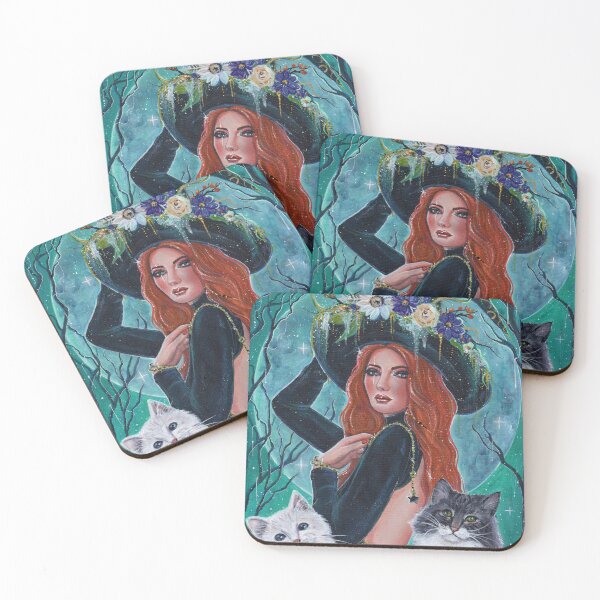 Item preview, Cassandra Halloween witch with cats by Renee Lavoie designed and sold by Renee Lavoie.