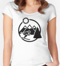 Skiing mountains sun Women's Fitted Scoop T-Shirt