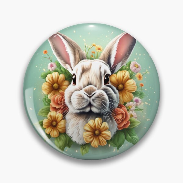 Item preview, Bunny Rabbit, Flower Power, Detailed, Hyper Realistic  designed and sold by BirdsnStuff.