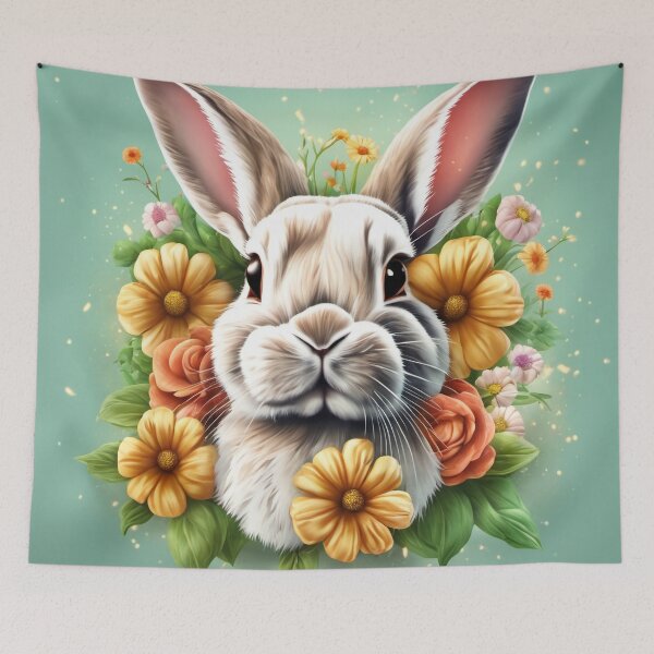 Item preview, Bunny Rabbit, Flower Power, Detailed, Hyper Realistic  designed and sold by BirdsnStuff.
