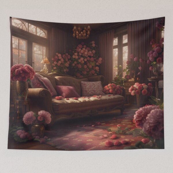 Item preview, Blooms of Nostalgia: Vintage Floral Living Room designed and sold by Itsapizzart.