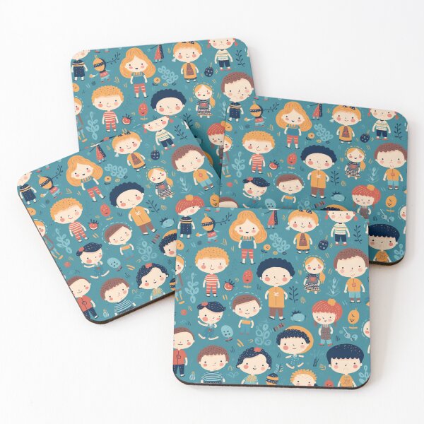 Item preview, Happy girls and boys kids pattern designed and sold by SmileshareShop.