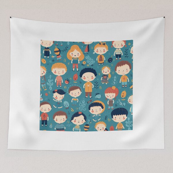Item preview, Happy girls and boys kids pattern designed and sold by SmileshareShop.