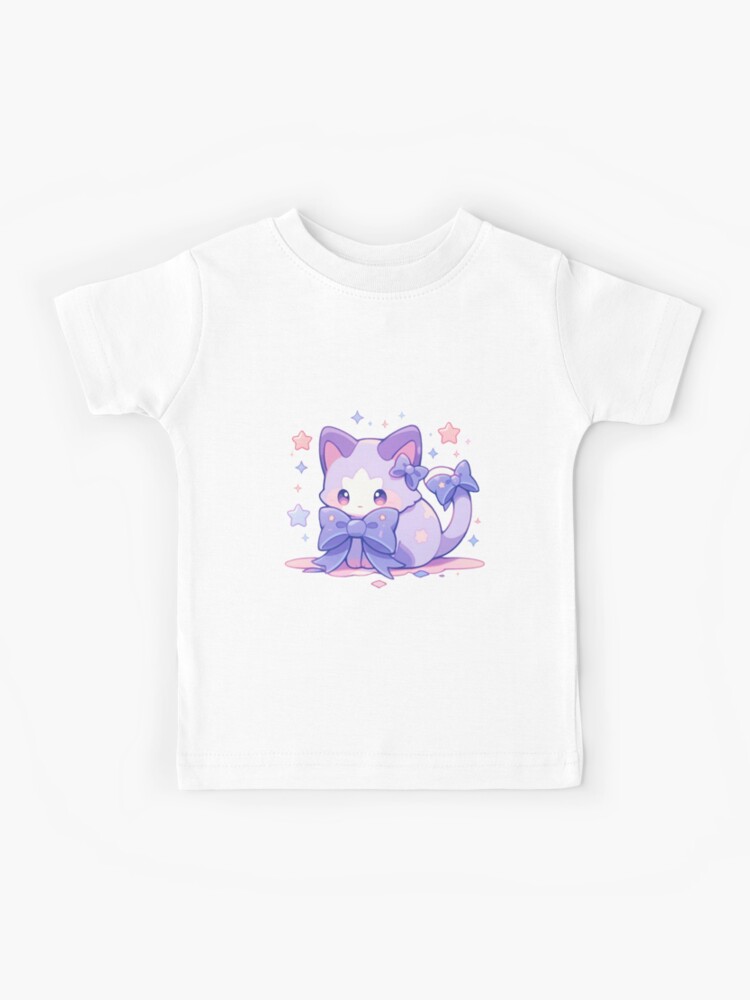 Cute Kawaii Pink and Purple Cat Star Kitten in Pastel Colors