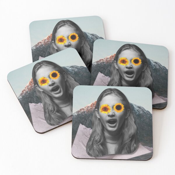 Item preview, Dreamy Yawn: Girl with Sunflower Eyes and Mountain Backdrop designed and sold by susannapujolcli.