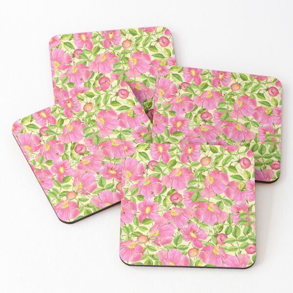 Item preview, Rosehip flowers, berries with leaves. Watercolor pattern with digital refinement. designed and sold by Olga Matskevich.