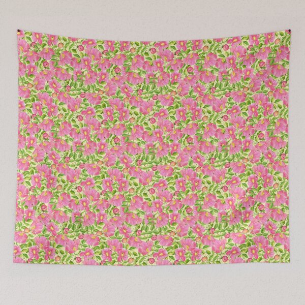 Item preview, Rosehip flowers, berries with leaves. Watercolor pattern with digital refinement. designed and sold by Olga Matskevich.