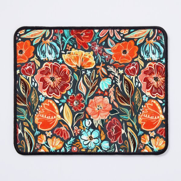 Item preview, Bright Red and Cyan Scruffy Small Scale Floral designed and sold by micklyn.
