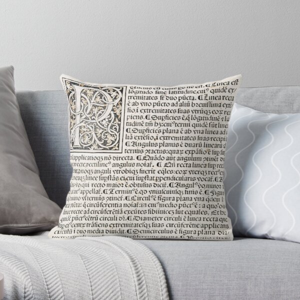 Euclid decorative printed initial  – State Library Victoria Throw Pillow