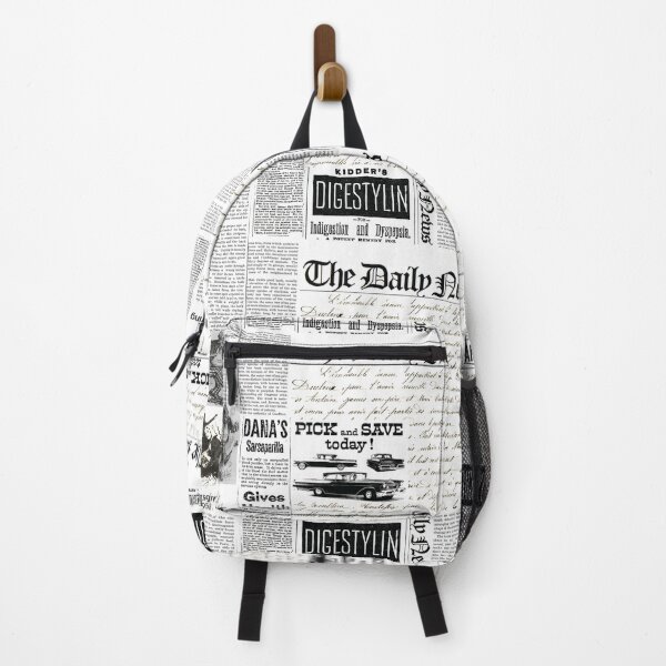 Item preview, Black and white newspaper print pattern designed and sold by Carina Parry Studios.