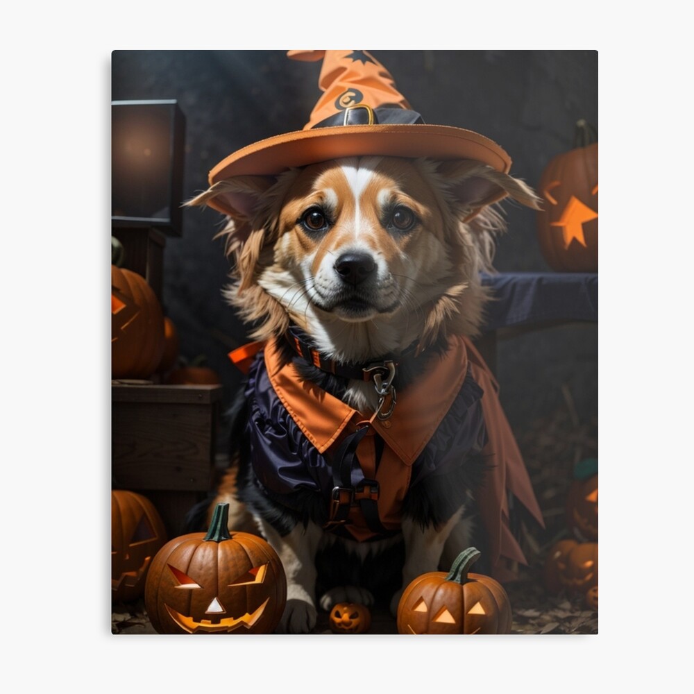 Trick or Treat Unusual Halloween Puppy Cute Dog Poses with Pumpkin Sticker  for Sale by HealthyHappyYou