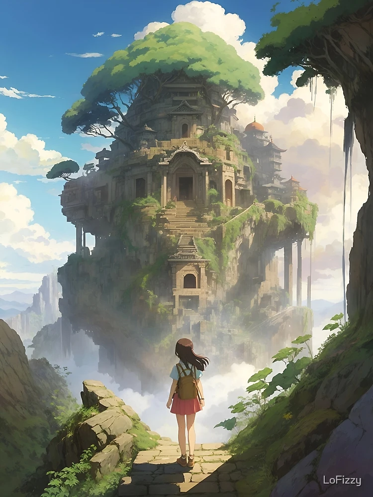 Studio Ghibli Castle In The Sky Encounter With A Girl Anime Paper