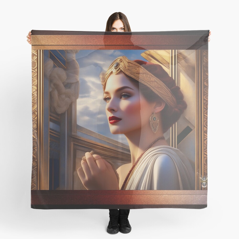 Tsarsra Of Anthenaicia Fantasy Mythological AI Concept Art Portrait by Xzendor7 Decorative Ladies Scarf