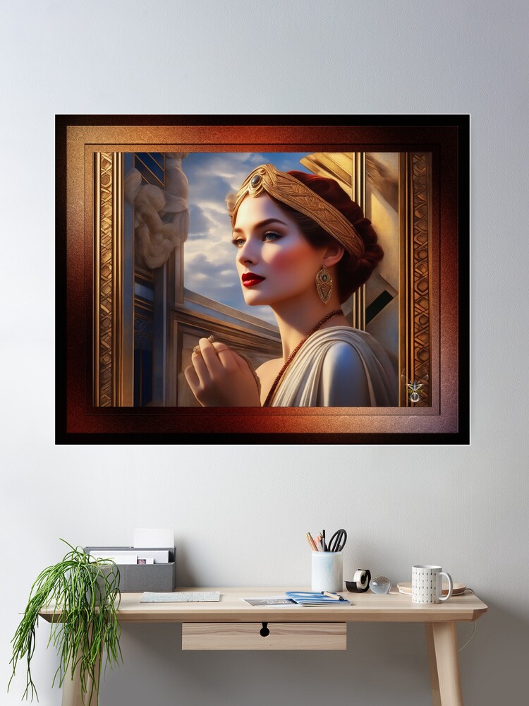 Tsarsra Of Anthenaicia Fantasy Mythological AI Concept Art Portrait by Xzendor7 Wall Decor Poster