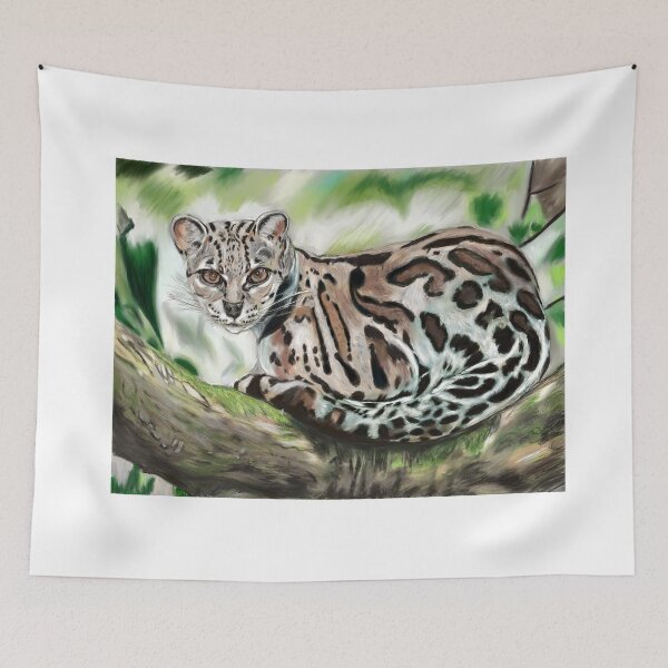 Item preview, Margay Cat on a branch designed and sold by animal-inspired.