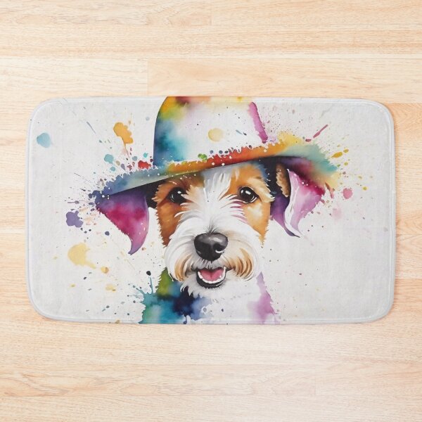 Item preview, Fox Terrier Dog Portrait With A Cowboy Hat designed and sold by Wolfheartart.
