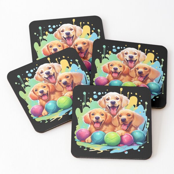 Item preview, Golden Retriever Puppy's Playing with Balls designed and sold by ARTficiallyAnon.