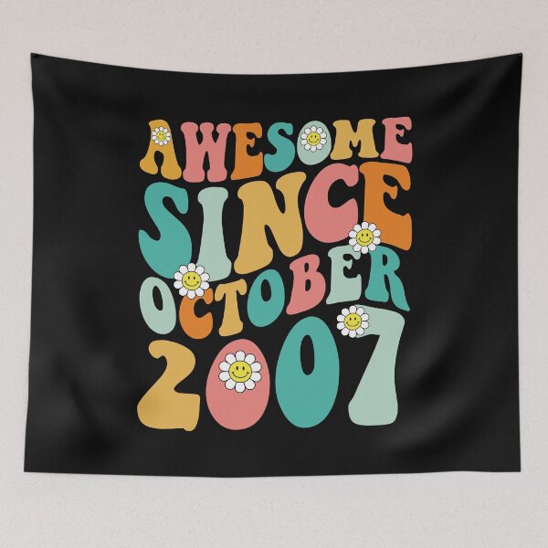 Item preview, Awesome Since October 2007 | Made In 2007 | Retro Groovy Birthday designed and sold by Christina-grich.