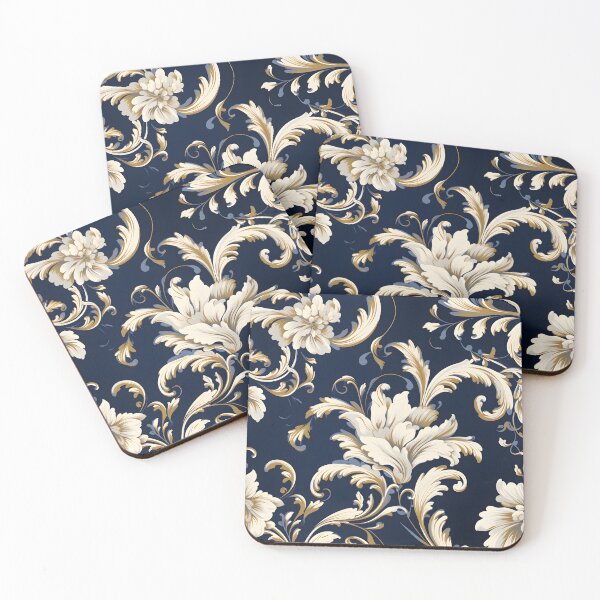 Item preview, Baroque Navy Collection with White and Gold Rod-Tone Accents designed and sold by AlienSkinEyes.