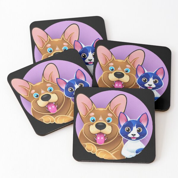 Item preview, Cute Soft Color Cartoon of a Cat and a Corgi Dog  designed and sold by deepakrode7.
