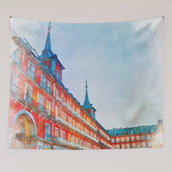 Item preview, A Watercolor Design of the Plaza Mayor in Madrid - Spain designed and sold by Sketch-Shack.