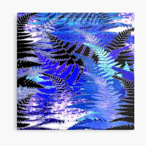 Ferns, Moonlight Blue Metal Print