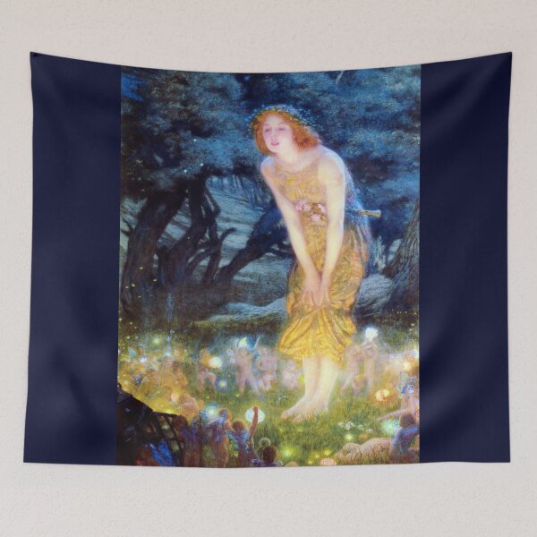 Item preview, Mid-Summer's Eve circle of fairies, vintage Pre Raphaelite art designed and sold by Glimmersmith.