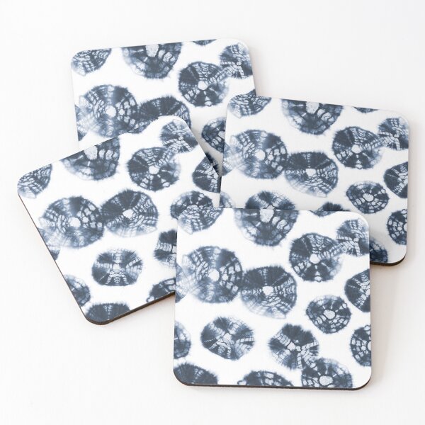 Item preview, Shibori Kumo tie dye dark navy blue dots over white designed and sold by marufemia.